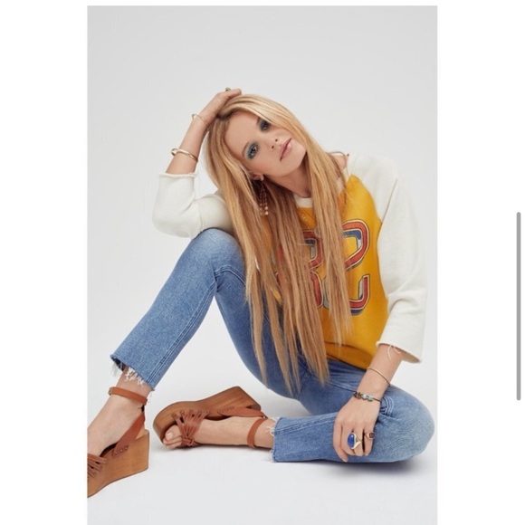 MOTHER PIXI DAZZLER ANKLE FRAY IN POPISM HIGH WAISTED RAW HEM STRAIGHT LEG SZ 26 - Picture 5 of 16